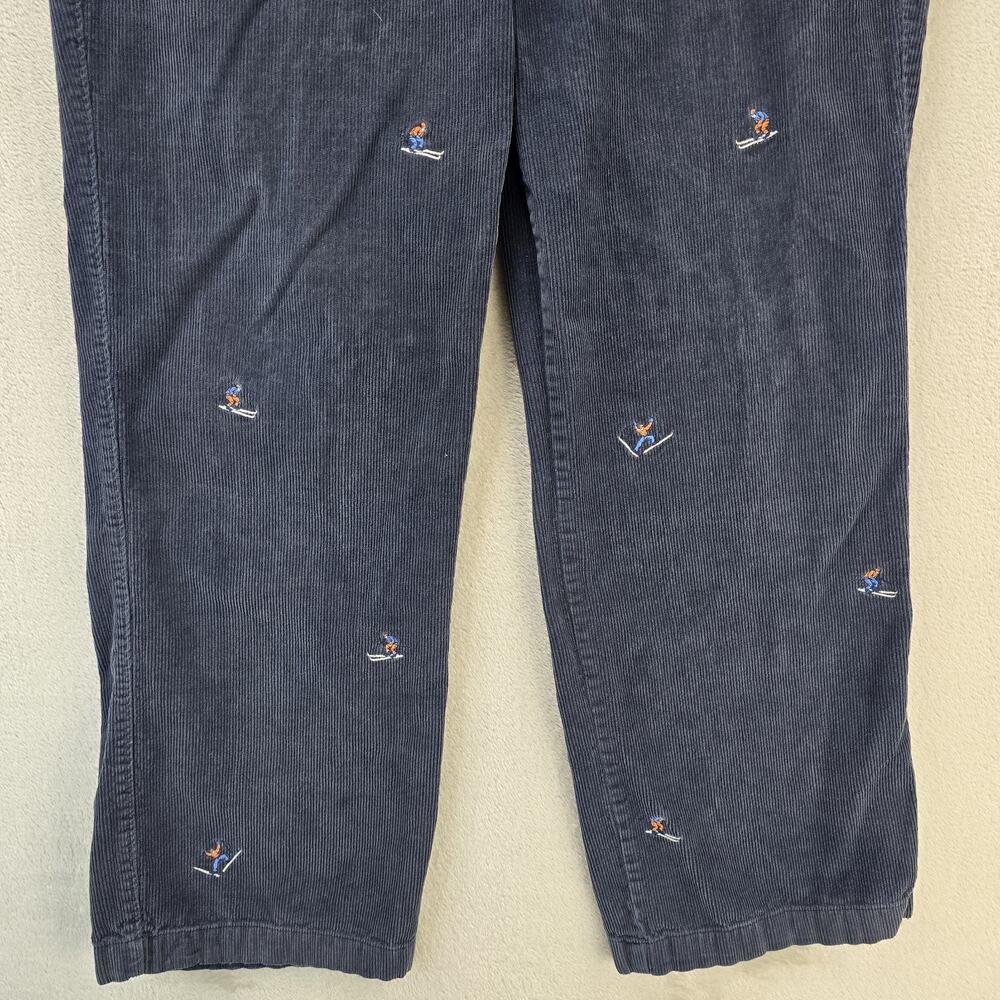 J.CREW Relaxed Corduroy Pants Mens 34x32 (Fits 33x30) Blue Ski Embroidered - Picture 3 of 14